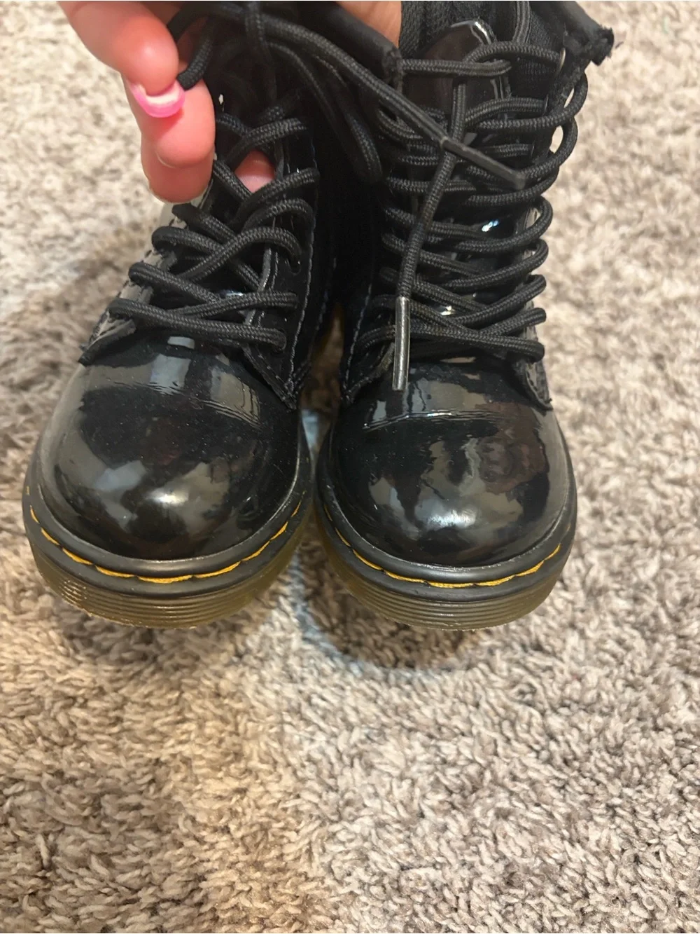 Dr. Martens 1460 T Toddler Boots US 7 Black Patent Leather Combat Zip Punk